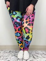 Rainbow Cheetah Leggings w/ Pockets (Kids No Pockets)