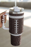 Chestnut Contrast Rhinestone Rugby 304 Stainless Steel Tumbler
