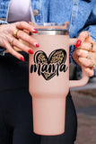 Pink mama Leopard Heart Shape Stainless Steel Insulate Cup 40oz