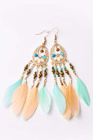 Multicolor Bohemian Hollow-out Feather Tassel Earrings