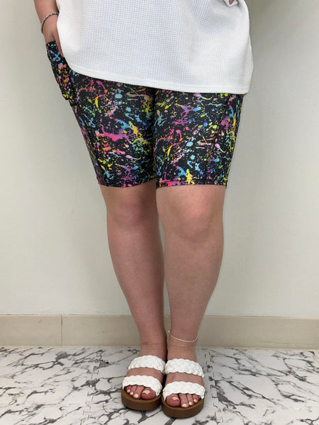 Paint Splatter Bermuda Shorts w/ Pockets