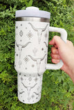 White Western Horn Stainless Steel Thermos Cup 40oz