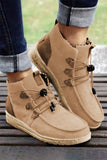 Beige Faux Suede Lace Up Ankle Boots