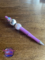 #11 Best Teacher Ever Purple Beaded Pen
