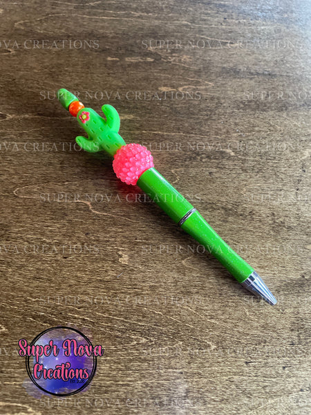 #15 Cactus & Pink Beaded Pen