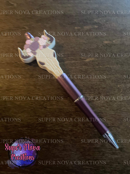 #28 Purple Skull Beaded Pen