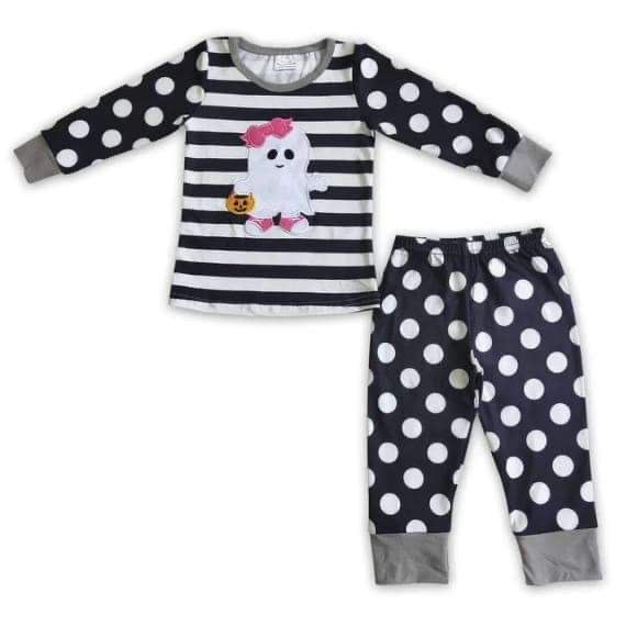 Pre Order - Black Polka Dot Ghost Jogger Outfit
