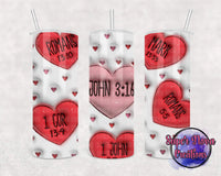 Hearts with Bible Verses Tumbler