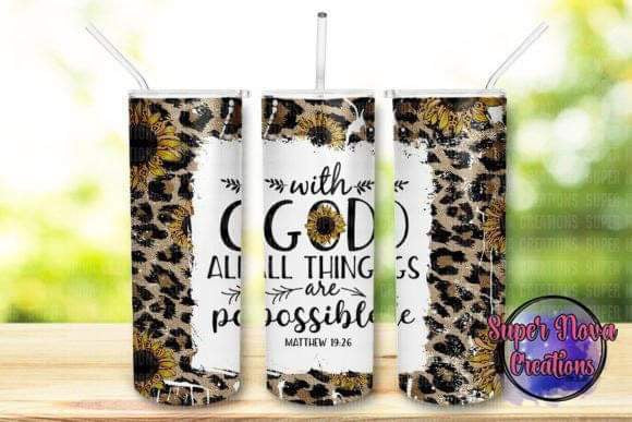 With God All Things Are Possible Leopard Tumbler