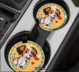 Car Coasters - Puppy with heart - Diamond Painting Bling Art