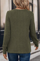 Duffel Green Ribbed Knit Long Sleeve Top