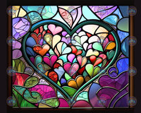 Hearts Stain Glass - Diamond Painting Bling Art