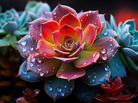Succulent Plant with Water Droplets - Diamond Painting Bling Art