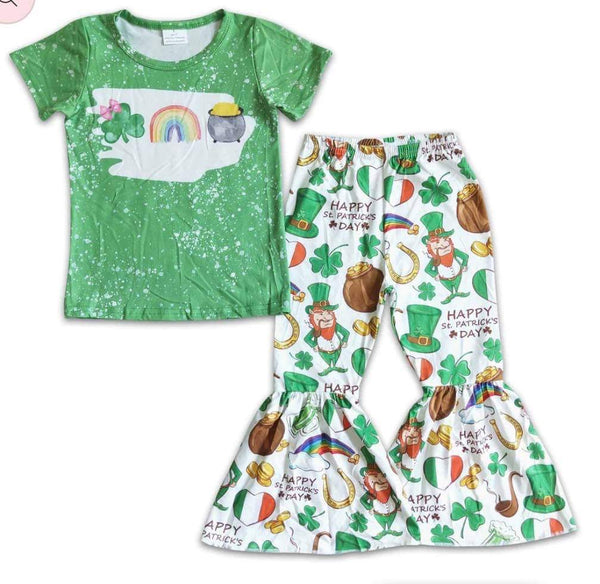 Pre Order -  Shamrock Rainbow Gold Girls Outfit