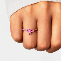 925 Sterling Silver Inlaid Zircon Bow Ring