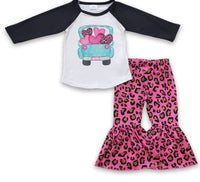 Pre Order - Blue Truck Hearts Bell Bottom Outfit