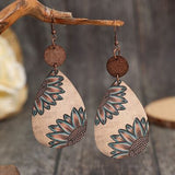 Wooden Iron Hook Dangle Earrings