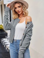 Button Up Dropped Shoulder Cardigan