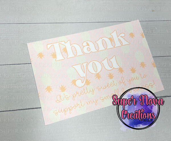 Supporting My Small Business Pineapples 4x6 Thank You Cards