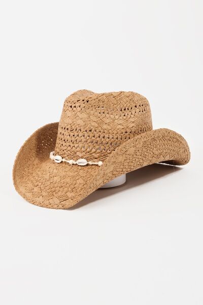 Fame Openwork Shell Weave Straw Hat
