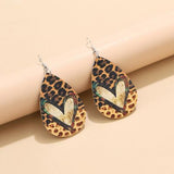 PU Leather Leopard Teardrop Earrings
