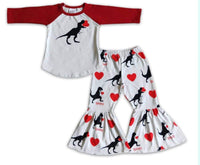 Pre Order - Red Dinosaur Heart Bell Bottom Outfit