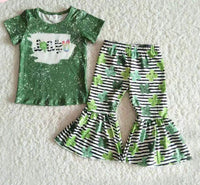 Pre Order -  Lucky Shamrock Black Striped Girls Outfit