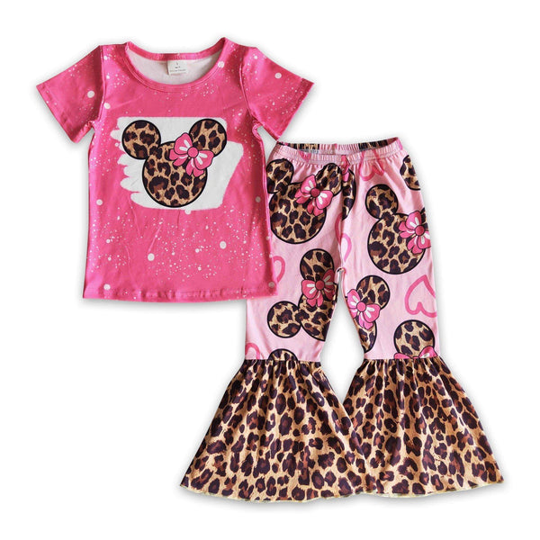 Pre Order - Pink MM Leopard Bell Bottom Outfit