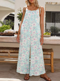 Printed Wide Leg Jumpsuit with Pockets