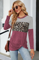 Leopard Striped Round Neck T-Shirt
