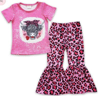 Pre Order - Pink Cow XOXO Bell Bottom Outfit