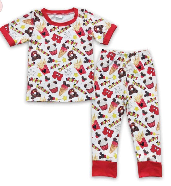 Pre Order - Red Yellow Happy Birthday MM Boys Outfit