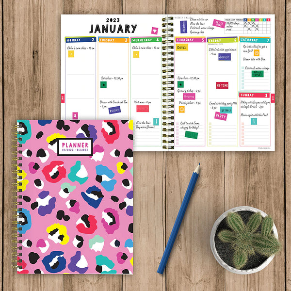 Academic Year July 2022 - June 2023 Wild Print Medium Daily Weekly Monthly Planner