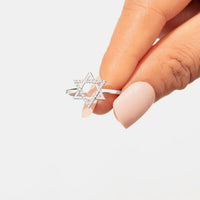 925 Sterling Silver Inlaid Zircon Hexagram Ring
