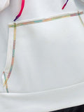 Contrast Stitching Drawstring Raglan Sleeve Hoodie