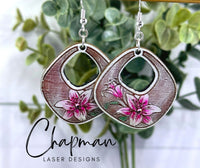 Elegant Lily Drop Earrings Sterling Silver • Made with Cedar • Wooden jewelry • Nature-inspired jewelry • Floral jewelry