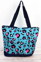 NGIL LEOPARD LOUNGE WITH NAVY TRIM TOTE BAG