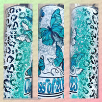Class of 2023 animal print blue butterfly Tumbler